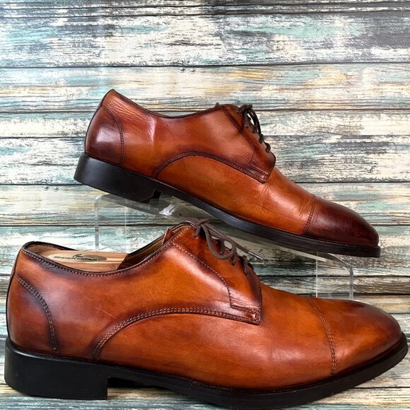 Di Blanco Spqr Oxfords Mens Size 9D Brown Leather Cap Toe Dress Formal Shoes - Picture 1 of 15